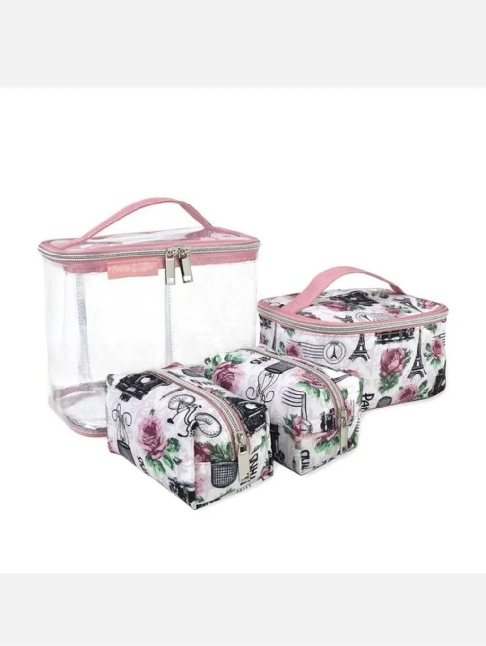 Emma & Chloe Travel Train 4 Piece Set Floral Paris France $26 Gift NWT